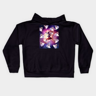 Cowboy Space Cat On Flamingo Unicorn - Coffee Kids Hoodie